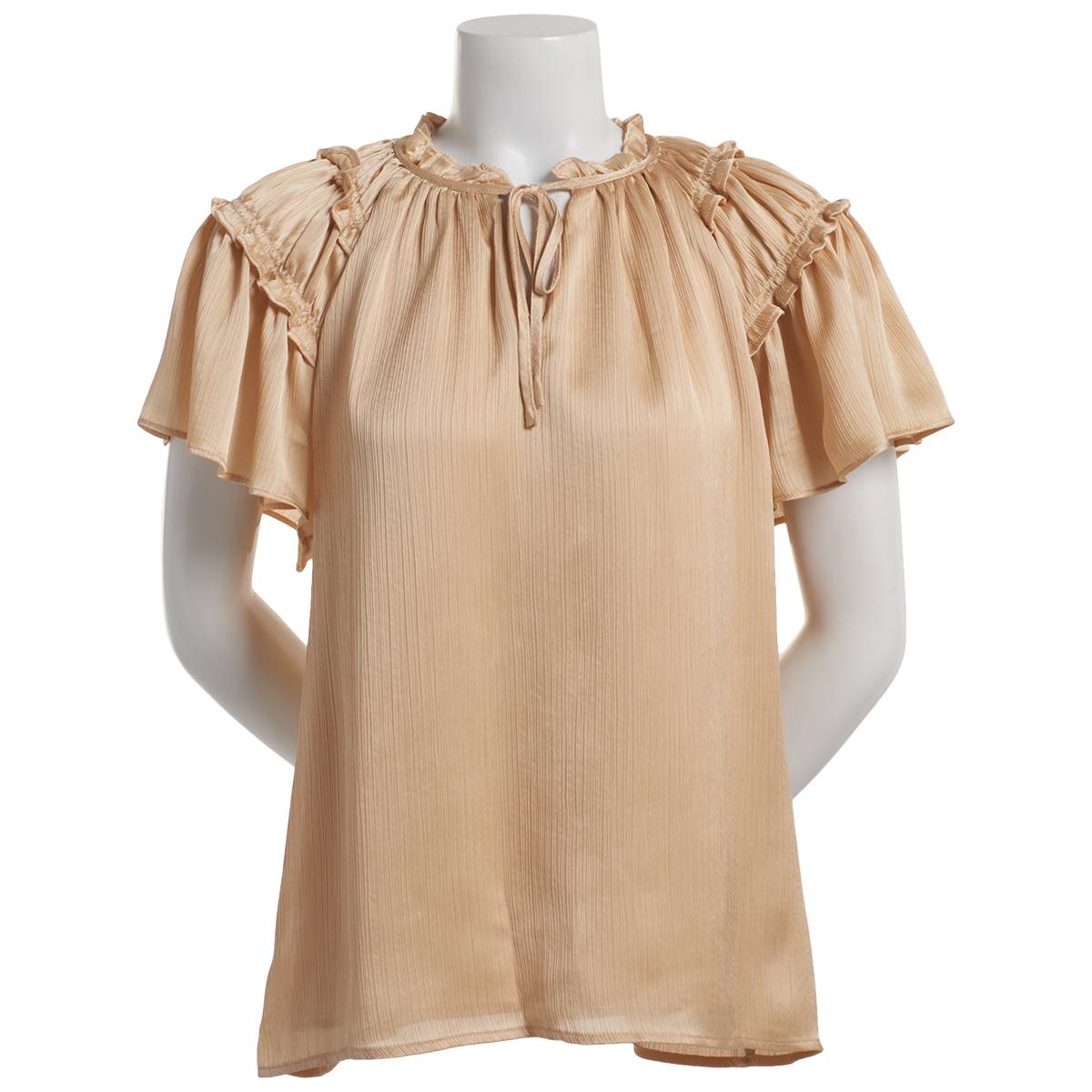 Womens Cece Short Ruffle Detail Tie Neck Blouse