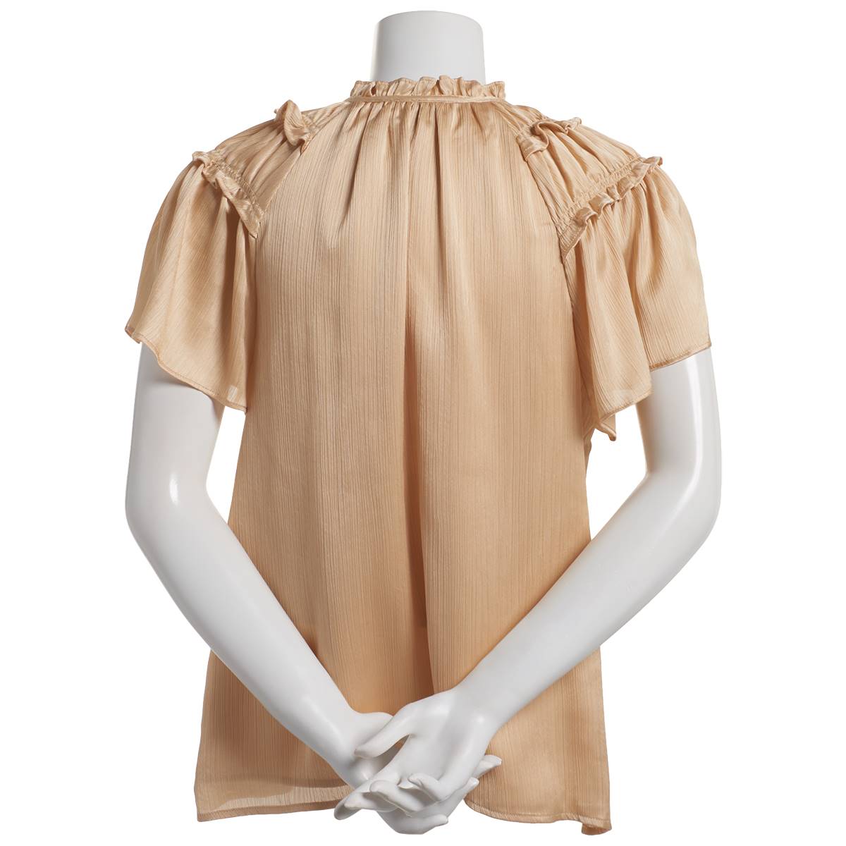 Womens Cece Short Ruffle Detail Tie Neck Blouse