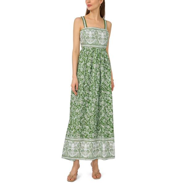 Womens Cece Sleeveless Square Neck Floral Poplin Maxi Dress