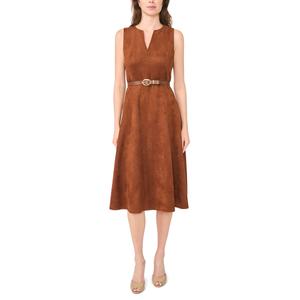 Womens Cece Sleeveless Split Neck Suede A-Line Dress