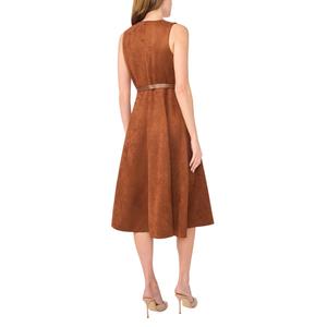 Womens Cece Sleeveless Split Neck Suede A-Line Dress alternate view