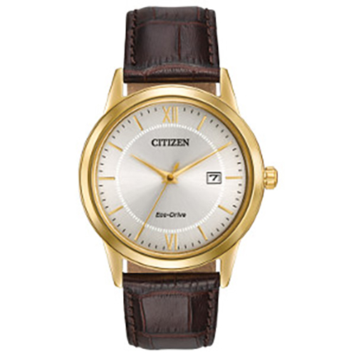 Mens Citizen(R) Gold-Tone Leather Strap Watch - AW1232-04A