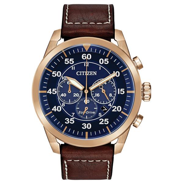 Mens Citizen(R) Avion Blue Dial Leather Strap Watch - CA4213-18L