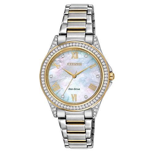 Womens Citizen(R) Crystal White Dial Bracelet Watch - EM0234-59D