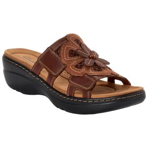 Womens Clarks(R) Merliah2 Belle Flower Leather Wedge Sandals alternate view
