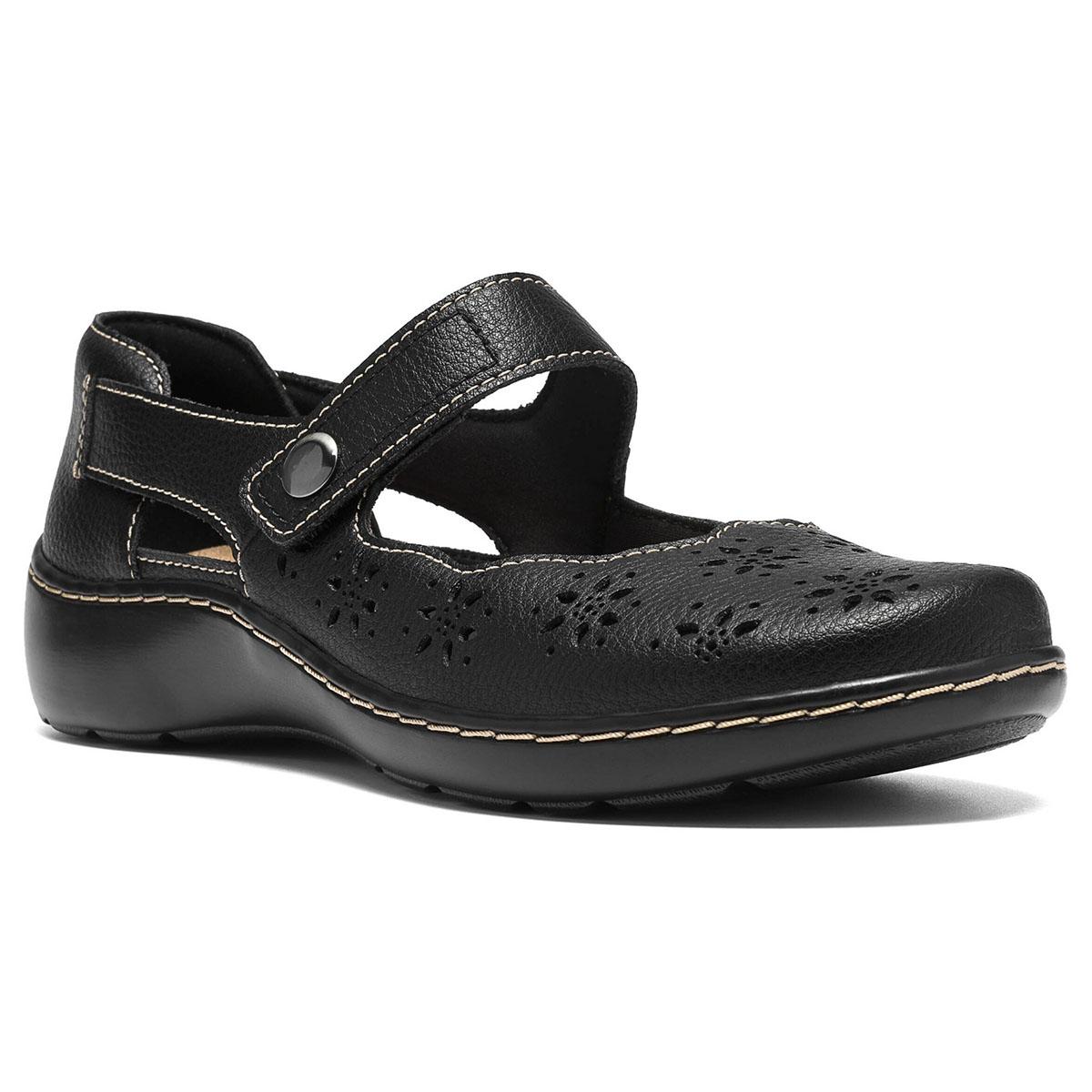 Clarks Cora Jane Womens Round Oxford Shoes, 8 Medium, Black