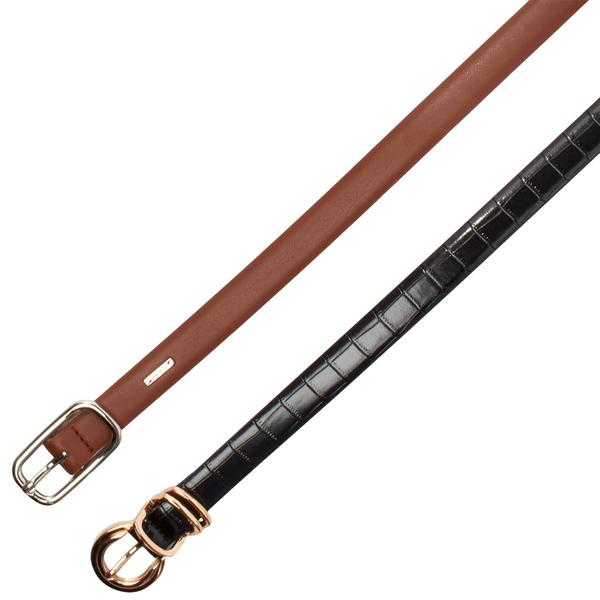 Womens Nine West 2-for-1 Skinny Belt - Black & Brown