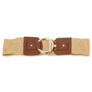 Womens Vince Camuto Circle & Bar Stretch Raffia Tab Belt