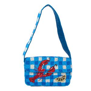 SOL and MER Beaded Gingham Lobster Shoulder Bag alternate view