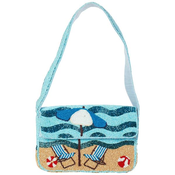 Sol & Mer Umbrella and Chairs Beaded Clutch