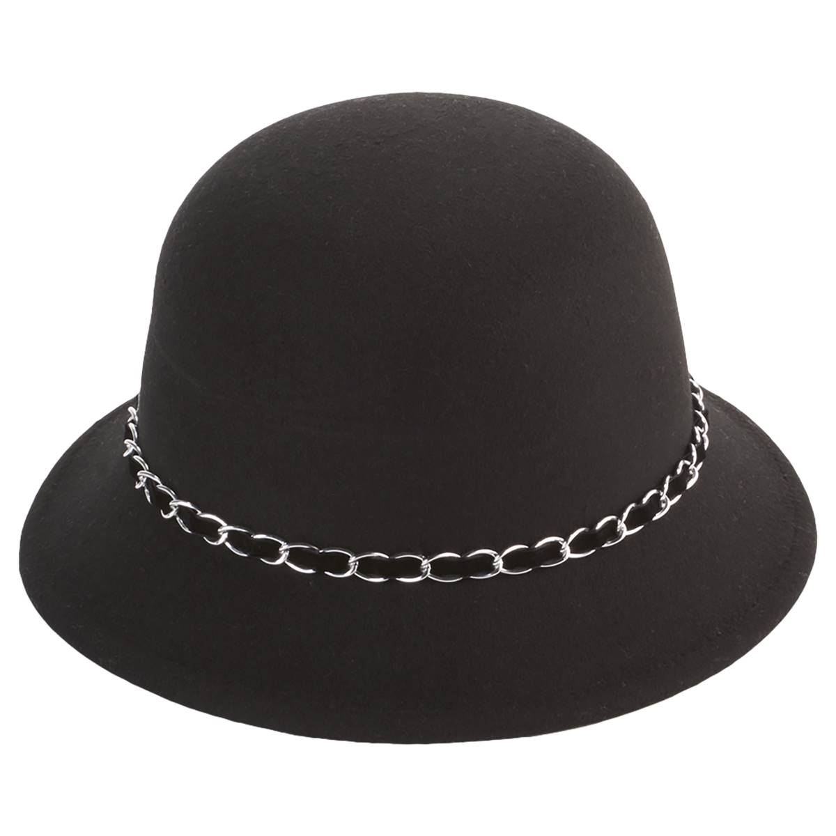 Womens Nine West Felt Cloche Hat W/Chain