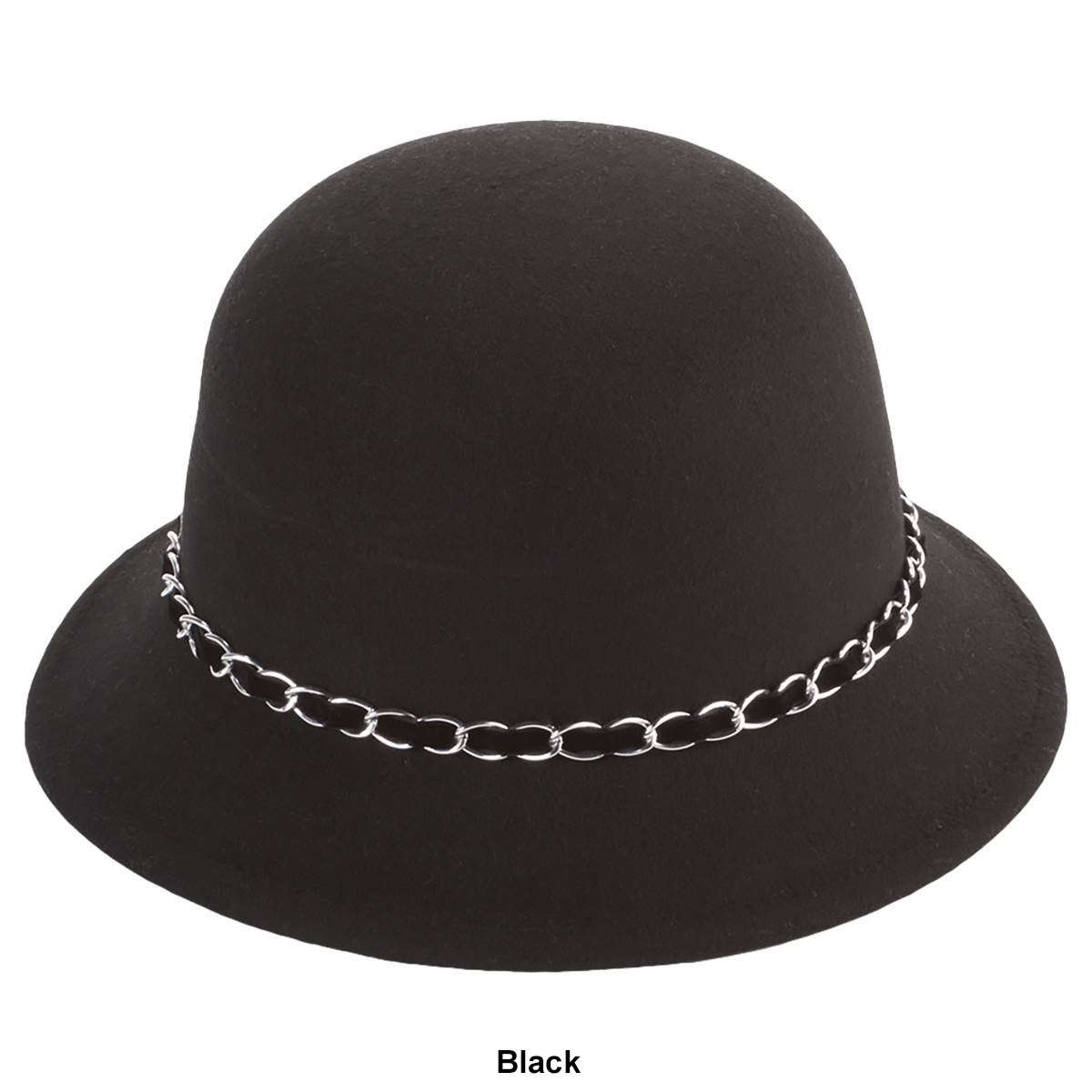 Womens Nine West Felt Cloche Hat W/Chain