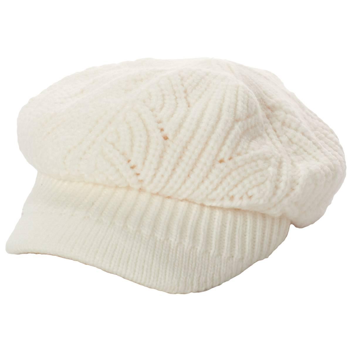 Womens Nine West Pointelle Knit Cable Newsboy Hat