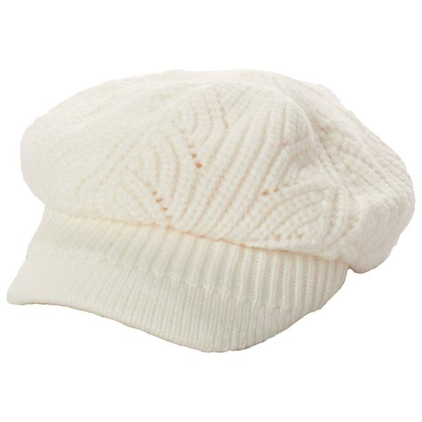 Womens Nine West Pointelle Knit Cable Newsboy Hat