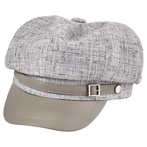 Womens BCBG Tweed Faux Leather Newsboy Hat
