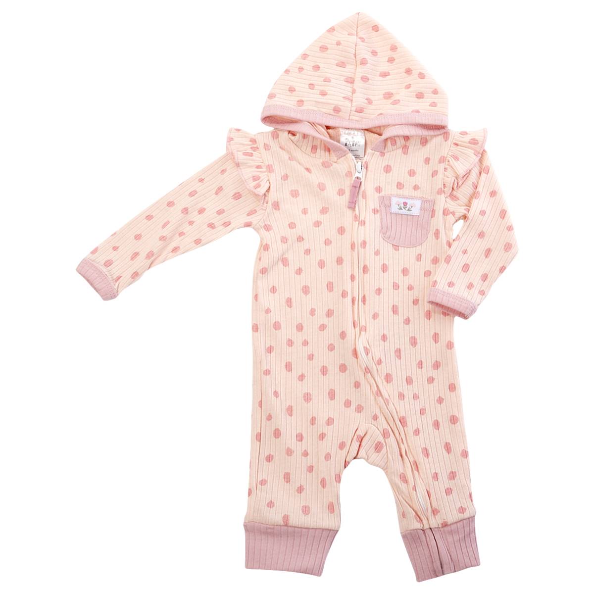 Baby Girl (3-9M) Attitude Baby Ruffle Dot Hooded Jumpsuit