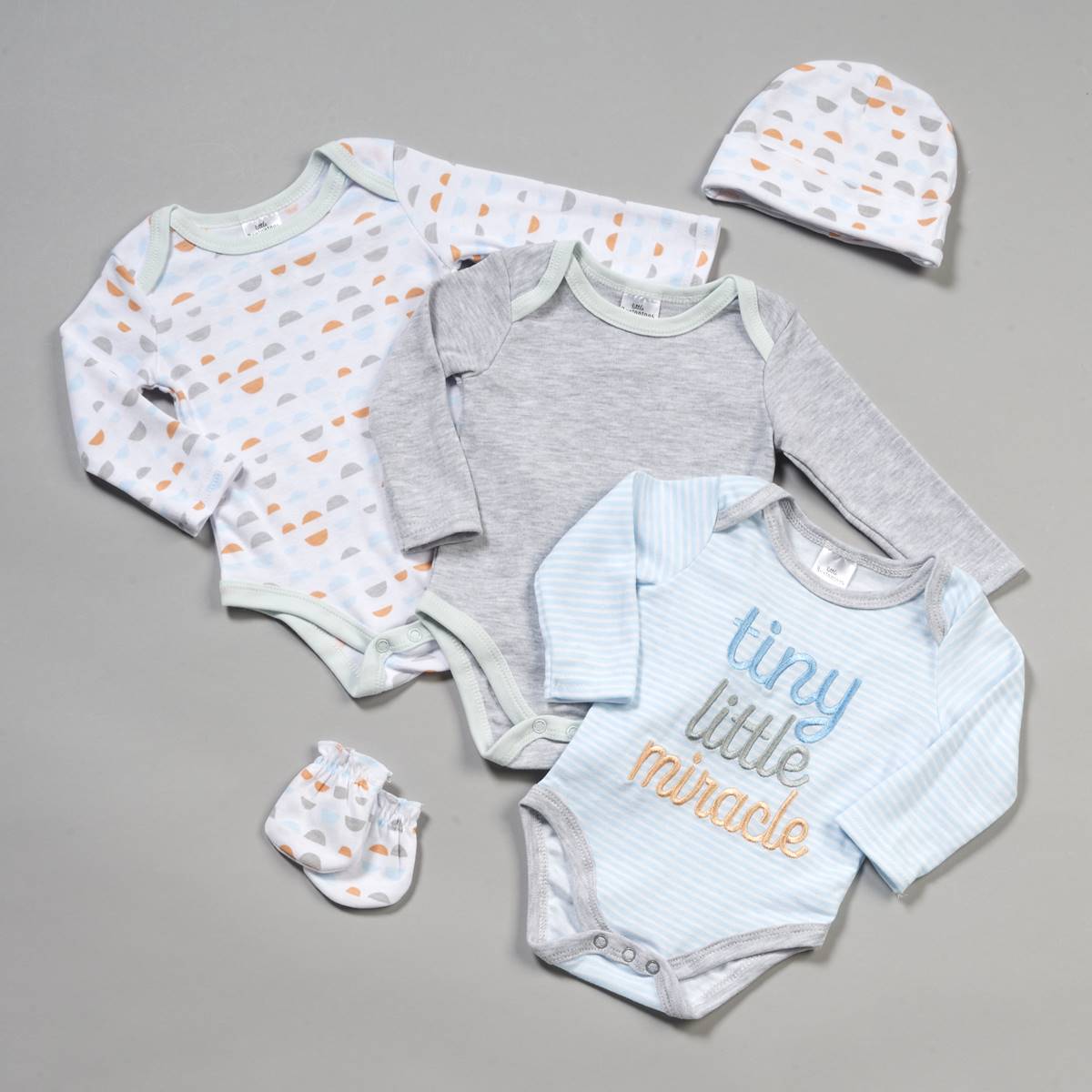 Baby Unisex (3-6M) Little Beginnings 5pc. Tiny Miracle Bodysuits
