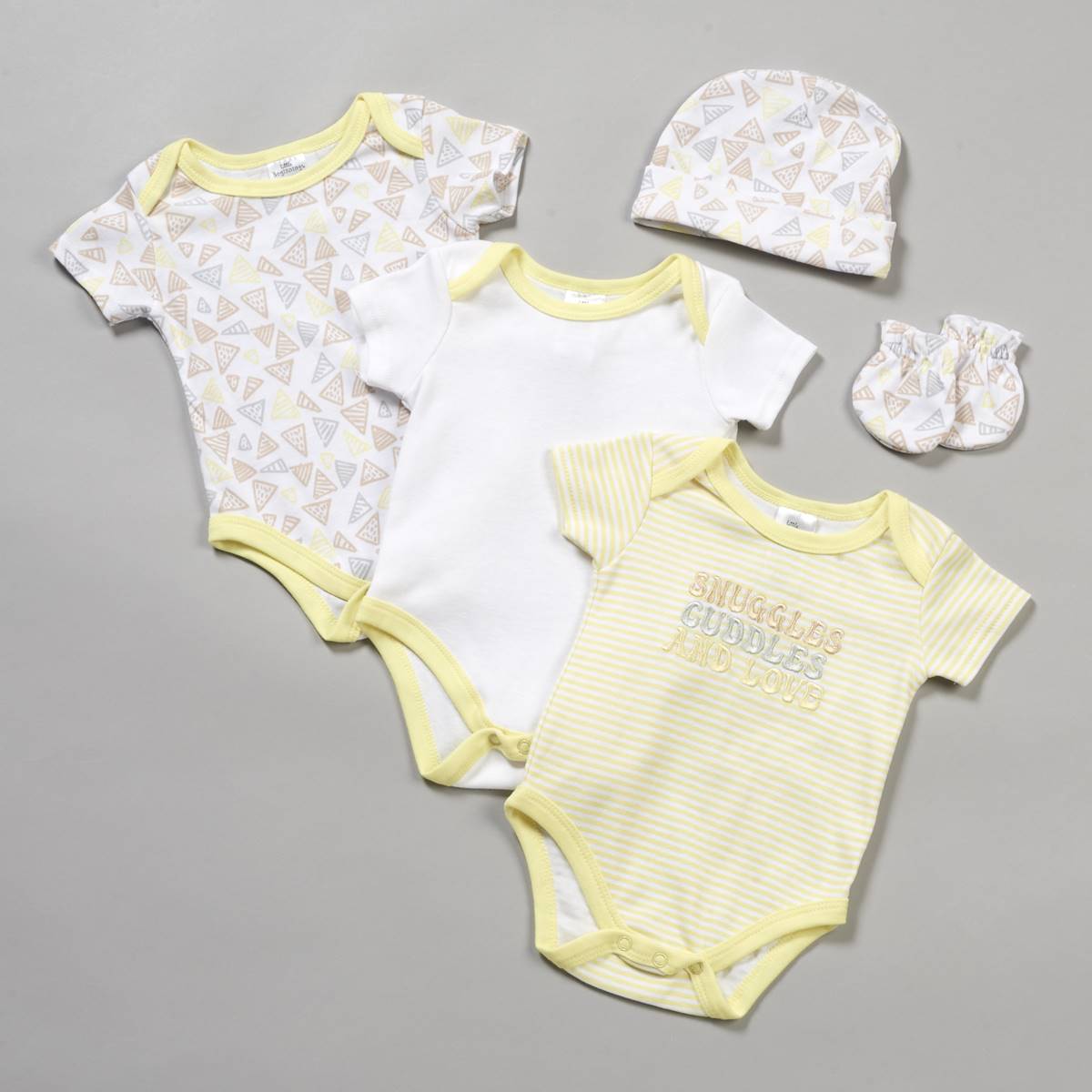 Baby Unisex (3-6M) Little Beginnings(R) 5pc. Snuggles Bodysuit Set