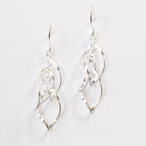 Pure 100 By Danecraft Silver Spiral Drop Earrings