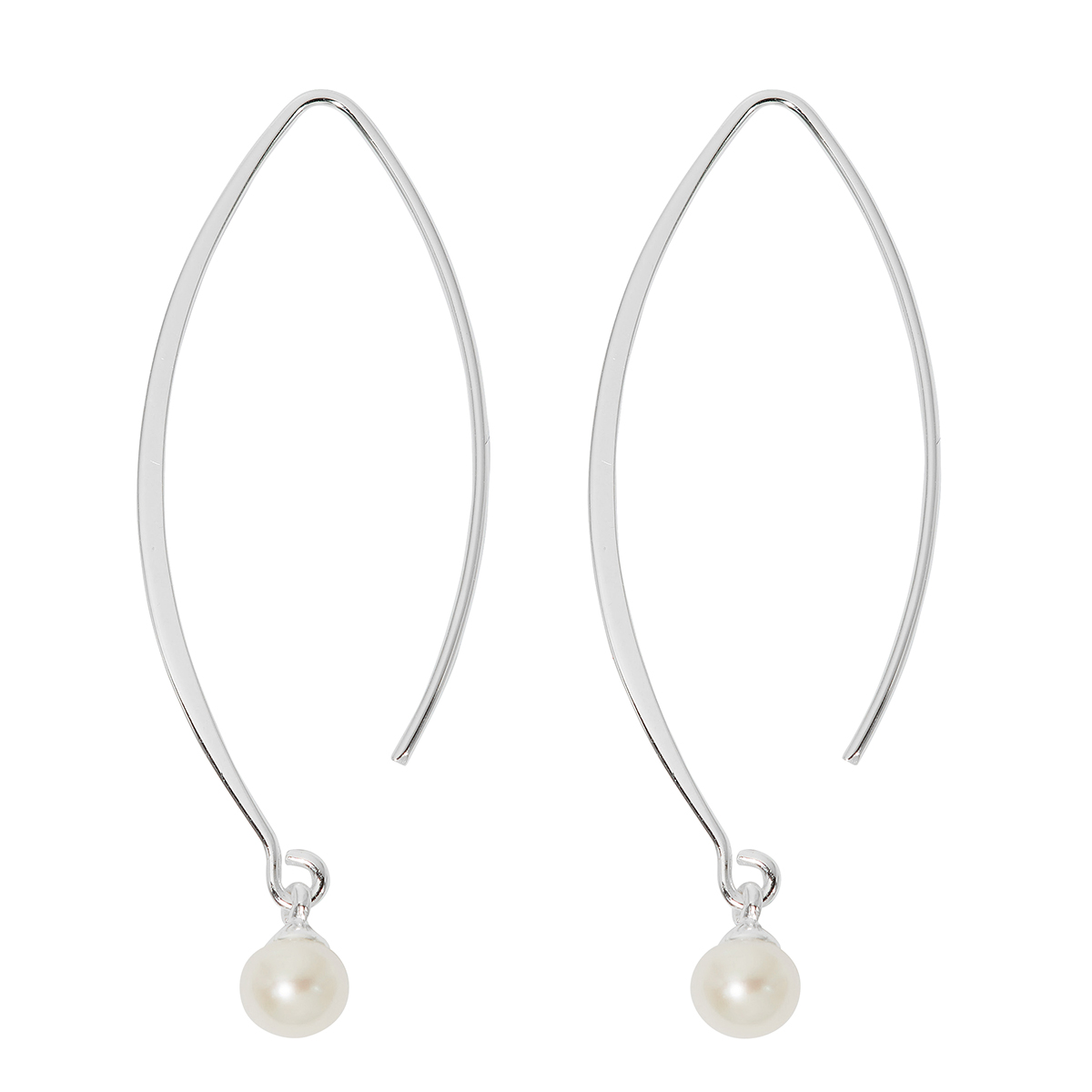 Danecraft Silver Plated 5mm Pearl Threader Earrings