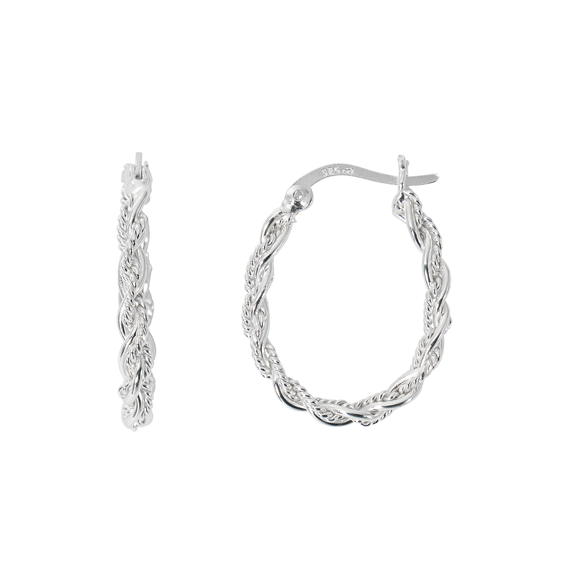 Danecraft Highly Polished Oval Twisted Design Hoop Earrings