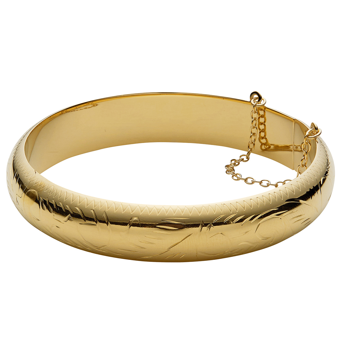 Gold Classics(tm) Gold Over Sterling Silver Etched Hinged Bangle