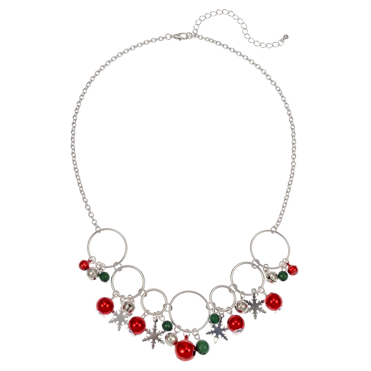 Silver-Tone Shaky Bells Frontal Statement Necklace With Drops