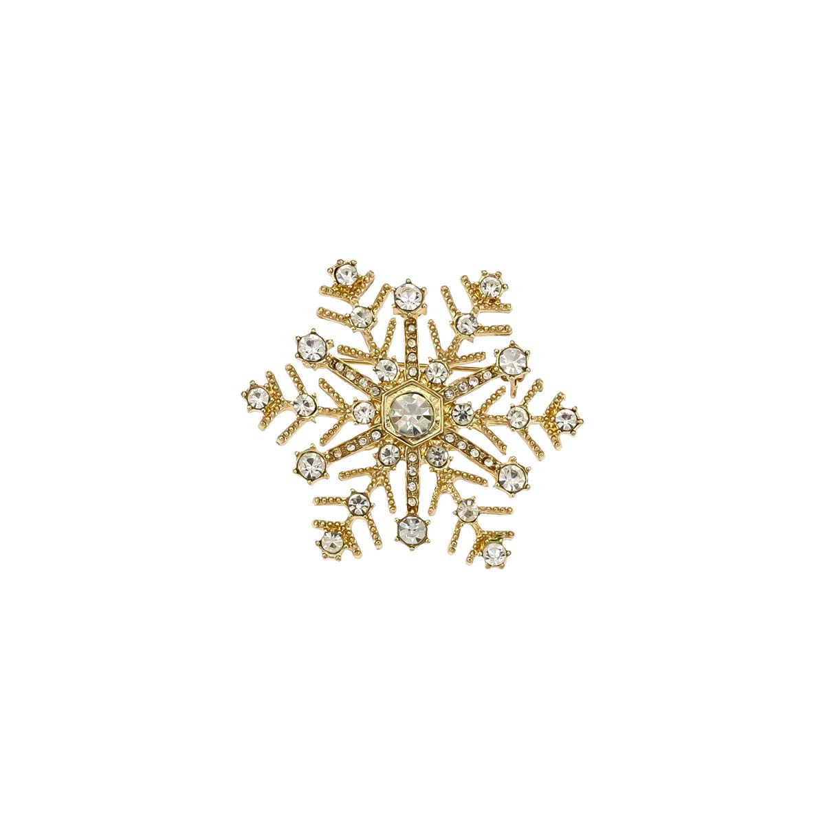 Gold-Tone 2in. Crystal Snowflake Pin