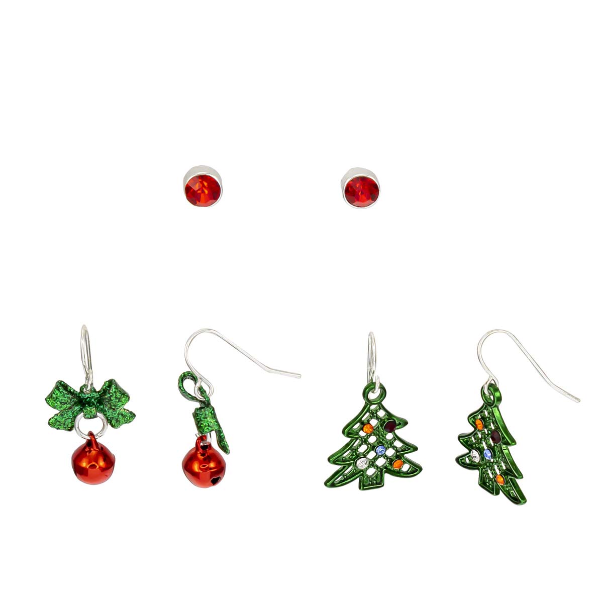 3pr. Gold-Tone Holiday Charm Drop & Stud Earring Set