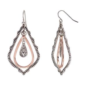 Ruby Rd. Rose Gold & Silver-Tone Triple Drop Orbital Earrings