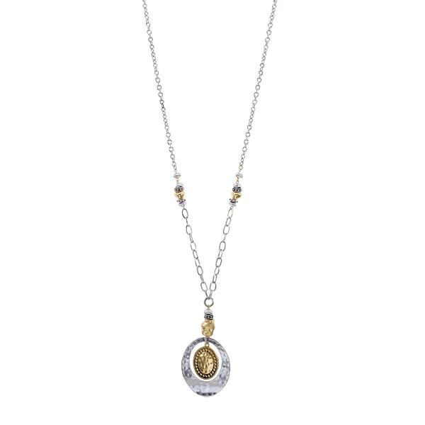 Ruby Rd. Two-Tone Long Linked Necklace w/ Orbital Pendant