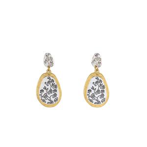 Ruby Rd. Two-Tone FloralEtched Oval Drop Post Top Earrings
