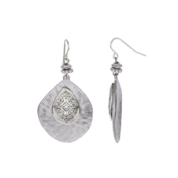 Ruby Rd. Silver-Tone Filigree Overlay Teardrop Earrings