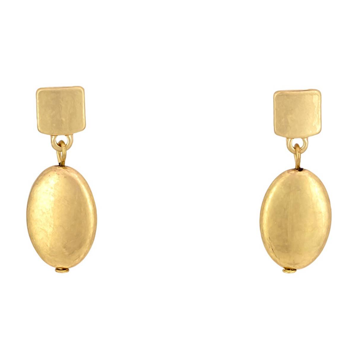 Ashley Cooper(tm) Square Post Top W/ Oval Metal Drop Earrings