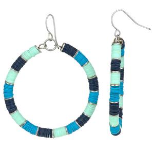 Ashley Cooper(tm) Multi-Blue Color Block Wanderer Hoop Earrings