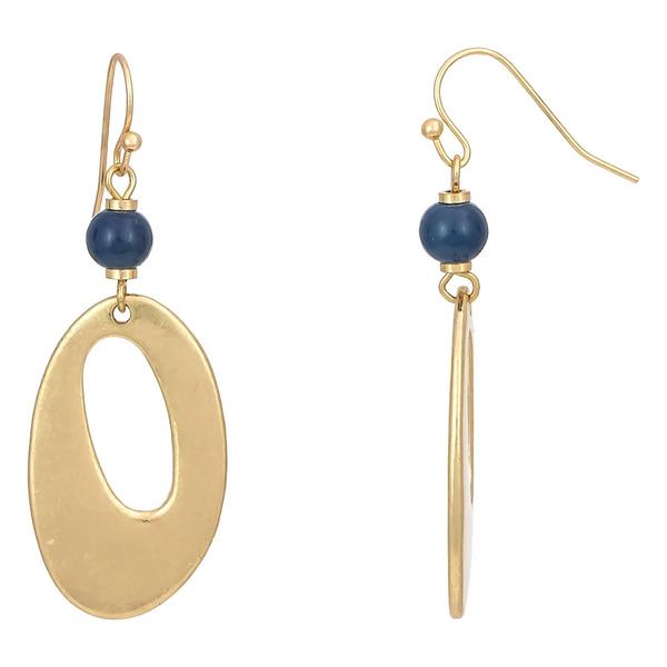 Ashley Cooper(tm) Open Organic Oval Drop with Navy Bead Earrings