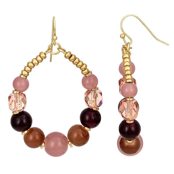 Ashley Cooper(tm) Gold-Tone Multi-Berry Beaded Gypsy Hoop Earrings