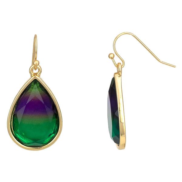 Ashley Cooper(tm) Gold-Tone Multi-Green Faceted Teardrop Earrings