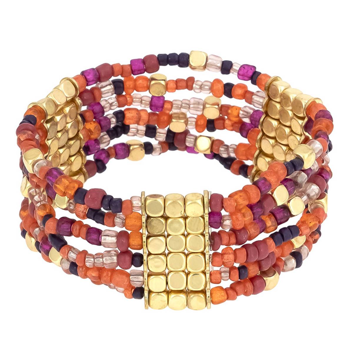 Ashley Cooper(tm) Multi-Row Multi-Color Seed Bead Stretch Bracelet