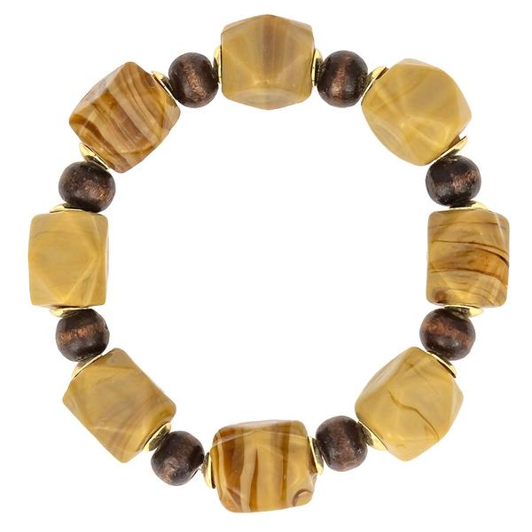 Ashley Cooper(tm) Gold-Tone Natural Multi-Beaded Stretch Bracelet