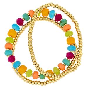Ashley Cooper(tm) Multi-Color 3-Row Beaded Stretch Bracelet
