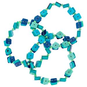 Ashley Cooper(tm) 3-Row Turquoise Shell/Sequin Stretch Bracelet