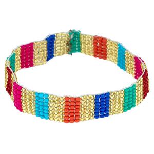 Ashley Cooper(tm) Multi-Color Seed Bead Color Block Stretch Bracelet