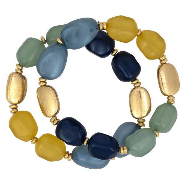Ashley Cooper(tm) Gold-Tone 2-Row Multi-Beaded Stretch Bracelet