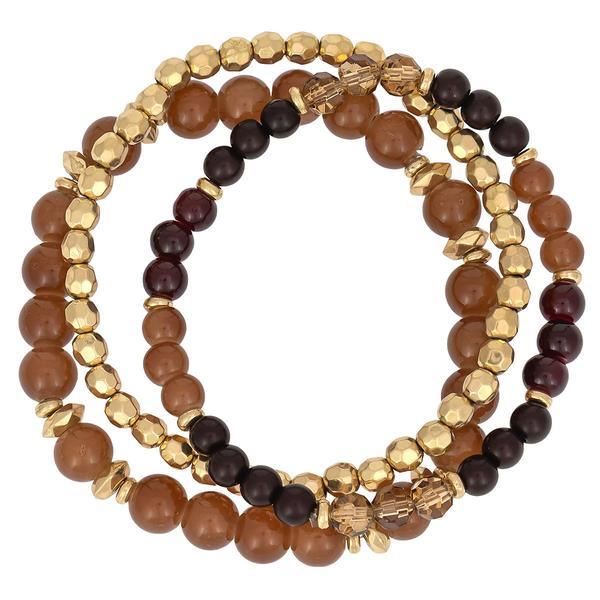Ashley Cooper(tm) Gold-Tone 3-Row Multi-Beaded Stretch Bracelet