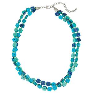 Ashley Cooper(tm) Turquoise Multi-Shell/Sequin 2-Row Short Necklace
