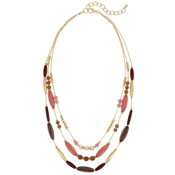 Ashley Cooper(tm) Gold-Tone 3-Row Multi-Berry Beaded Necklace