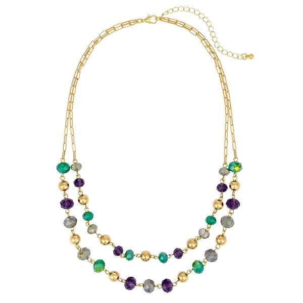 Ashley Cooper(tm) Short 2-Row Layered Linked Multi-Bead Necklace