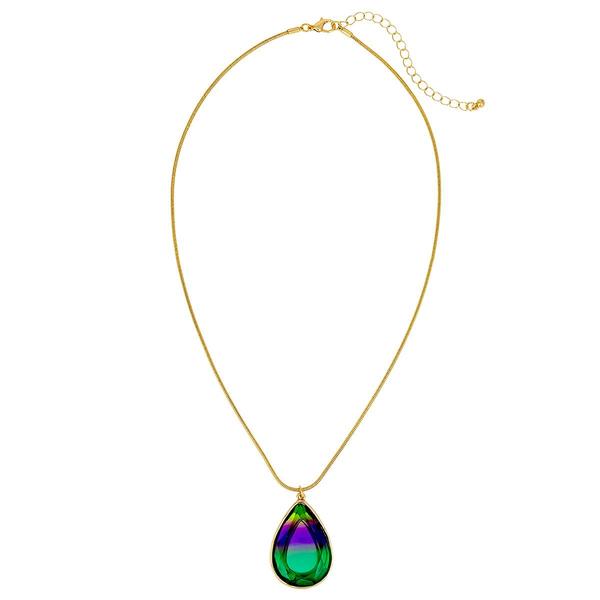 Ashley Cooper(tm) Multi-Green Faceted Teardrop Pendant Necklace