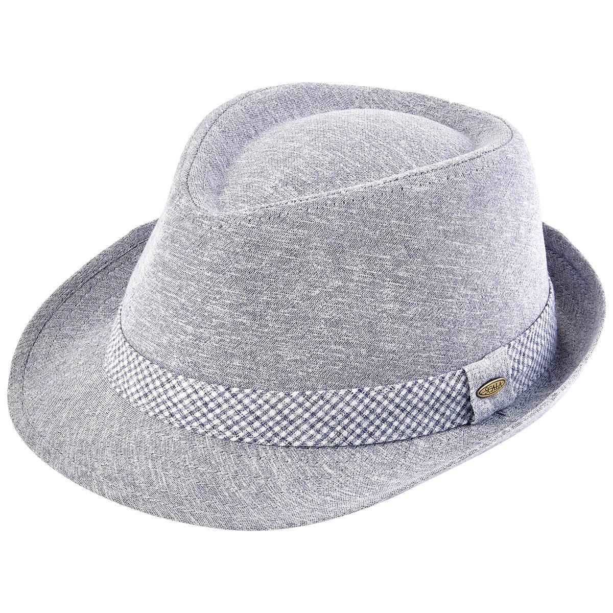 Mens Scala Gingham Trim Fedora